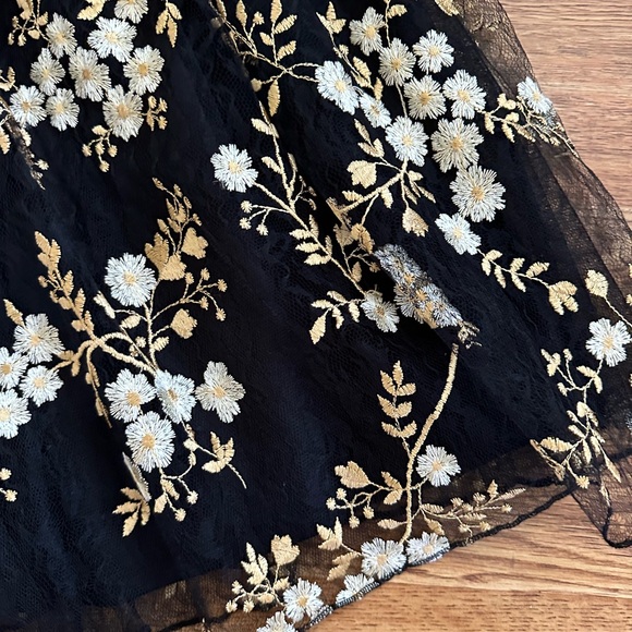EXPRESS Black Floral Mini Dress Size 0 Tulle - Picture 14 of 15